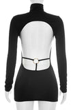 Backless Long Sleeve Mini Dress