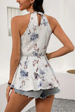 Halter Neck Peplum Tank Top