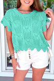 Pointelle Knit Scalloped Trim Sweater