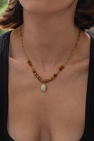 Natural Stone Pendant Chain Necklace
