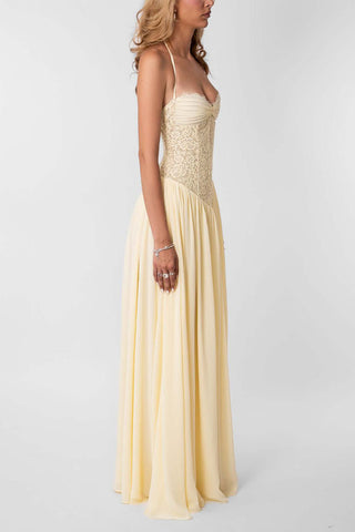 Lace Corset Halter Maxi Casual Dress
