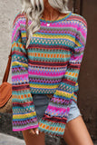 Multicolor Stripe Knit Bell Sleeve Top
