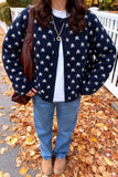 Star Pattern Button-Front Knit Cardigan