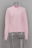 Mock Neck Button-Front Fuzzy Knit Cardigan