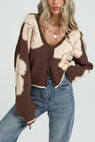 Floral Knit V-Neck Button-Front Cardigan