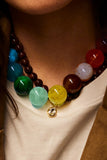 Multi-Tone Beaded Drop Pendant Necklace