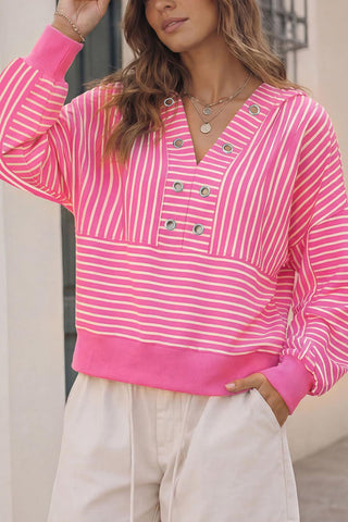 Striped Hooded Crop Sweatshirt