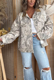 Abstract Print Contrast Collar Button-Up Jacket