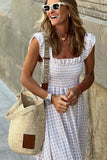 Smocked Gingham Maxi Dress