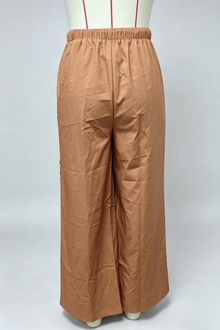 Leopard Side Panel Drawstring Wide-Leg Pants