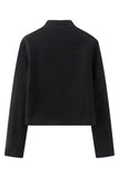 Military Button Mock Neck Cropped Jacket