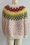 Fair Isle Knit Button-Front Cardigan