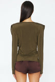 Cowl Neck Long Sleeve Fitted Top