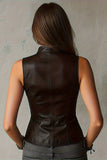 Button-Front Leather-Style Vest