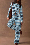 Striped Button Front Two Piece Set