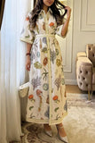Ocean-Inspired Print Midi Dress