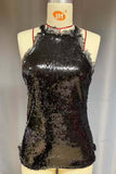 Sequin Lace Halter Tank Top
