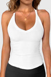 Ribbed V-Neck Racerback Tank Top