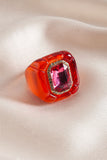 Square Gemstone Resin Statement Ring