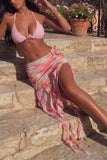Floral Halter Ruffled Wrap Bikini Set
