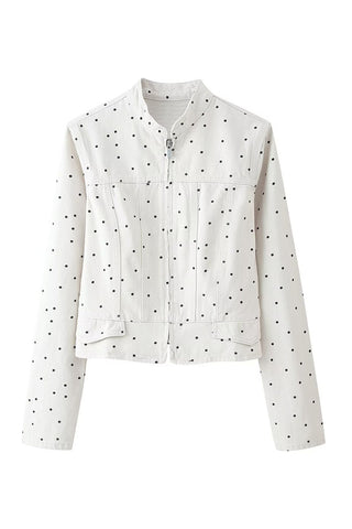 Polka Dot Zip-Front Jacket