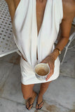 Sleeveless Drape Deep V-Neck Cutout Skirt Set