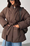 Belted Shawl Collar Puffer Coat