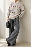 Floral Applique Crew Neck Knit Sweater
