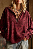 Leopard Print Half-Zip Pullover Sweatshirt