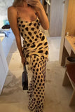 Polka Dot Spaghetti Strap Tie Waist Maxi Dress