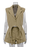 Sleeveless Blazer and Shorts Set