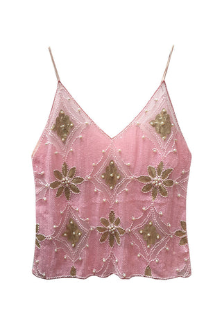 Sequin Geometric Beaded V-Neck Cami