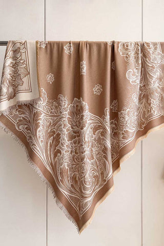 Floral Print Fringed Wrap Scarf