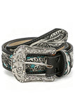 Embossed Floral Rhinestone Western Belt