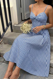 Gingham Spaghetti Strap Casual Dress