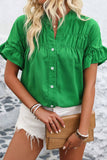 Button-Up Ruffled Sleeve Blouse