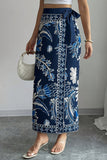 Tie-Waist Floral Print Maxi Skirt