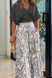 Abstract Blouse and Wide-Leg Pants Set