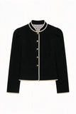 Contrast Trim Mock Neck Cropped Jacket