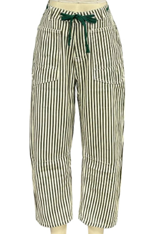 Striped Drawstring Straight Jeans