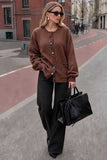 Colorful Button Crew Neck Knit Cardigan