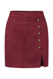 High-Waist Button Detail Slit Mini Skirt