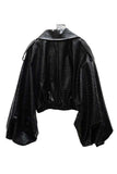 Crocodile Texture Crop Blazer