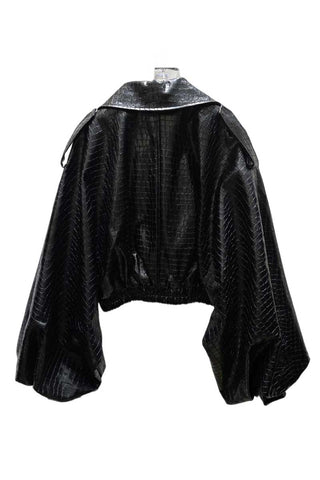 Crocodile Texture Crop Blazer