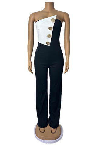 Asymmetric Button Jumpsuit