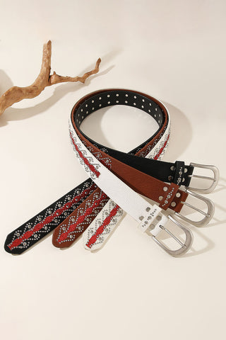 Studded Rhinestone Buckle Belt