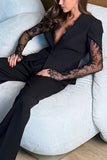 Lace-Trimmed Blazer with Statement Sleeves