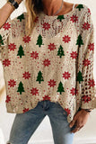 Holiday Tree Print Hollow Knit Sweater