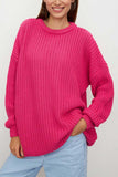 Textured Knit Crew Neck Oversized Sweater
