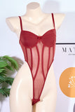 Mesh Panel Bodysuit with Strappy Design